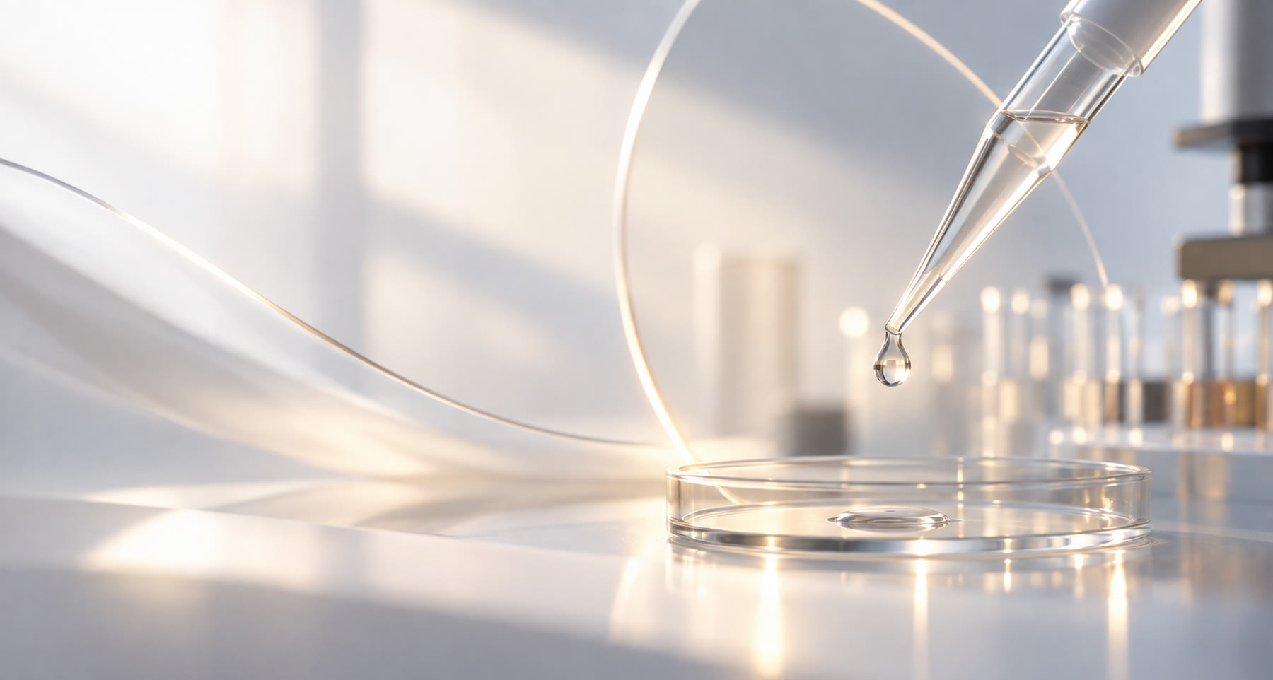 Pipette releasing a sample into a petri dish